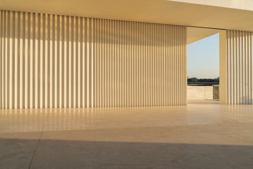 A shot of an empty marble ground on a modern building high floor with a copy space
