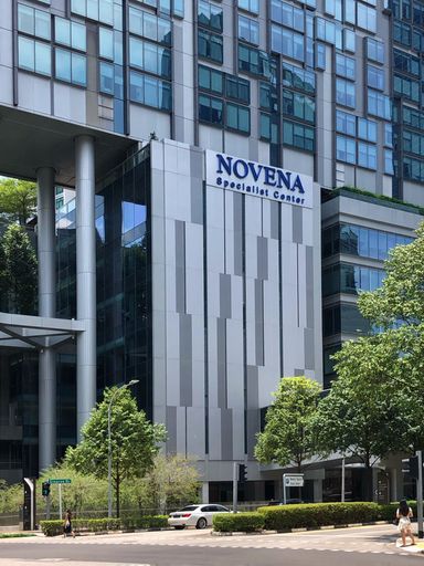 Singapore, Singapore - March 30, 2020 :  facade of Novena Medical Centre in the morning
