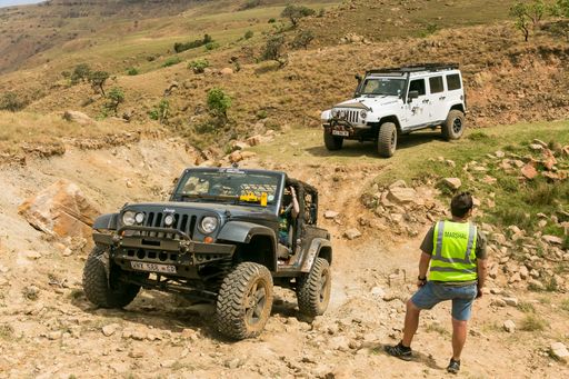 The Jeep owners club on location in Drakensberg Mountains in Harrismith, South Africa