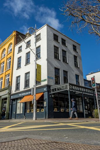 Dublin, Ireland, a low angle shot of a closed cafe in Dublin due to coronavirus restrictions