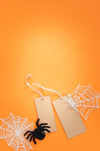 A vertical shot of an orange Halloween background with copy space