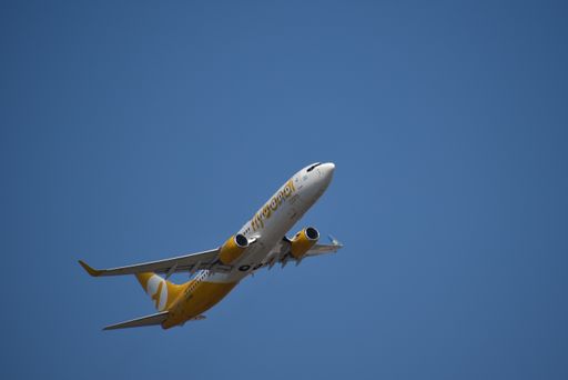 Aircraft Boeing  737-838 aircraft LV-HKN operated by Flybondi airline taking off Aeroparque, Buenos Aires, the first low-cost airline in Argentina