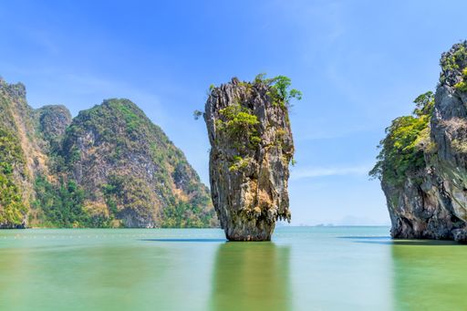 Khao Tapu or James Bond Island, the most famous tourist destination in Ao Phang-Nga National Park bay, near Phuket, Thailand