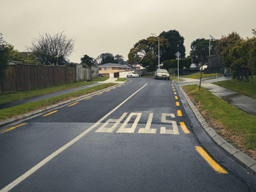 View of suburban street in Howick. Auckland, New Zealand - August 28, 2021