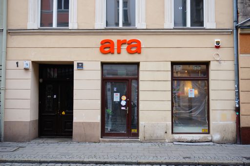 Front entrance of a Ara shop in the city center of Poznan, Poland