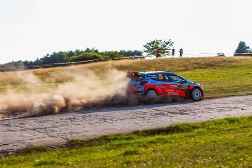 Paddon and John Kennard racing in the 2015 World Rally Championship in Germany