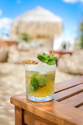 A vertical shot of a glass of mojito