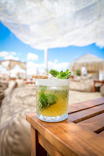 A vertical shot of a glass of mojito