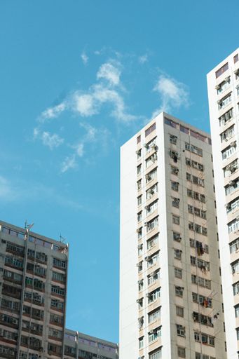 The blue sky over the tall building