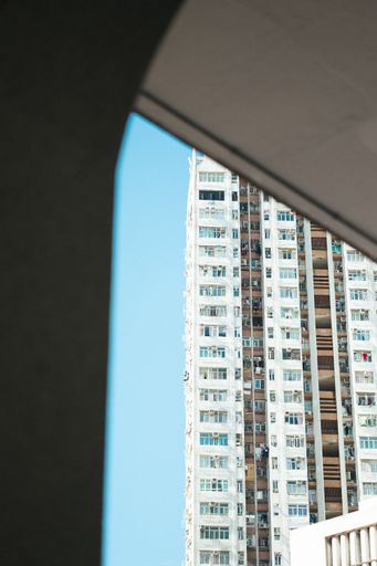 The blue sky over the tall building