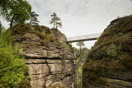 Elbsandstein near Dresden, Bastei in the elbe sandstone mountains in the saxon switzerland in Germany