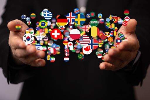 A world map with all countries and their flags
