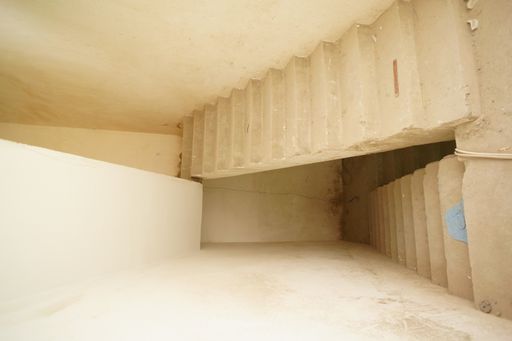 A vertical shot of the staircase during the construction process