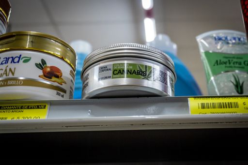 A Cannabis cream for a body on the shelf at a local supermarket in San Jose