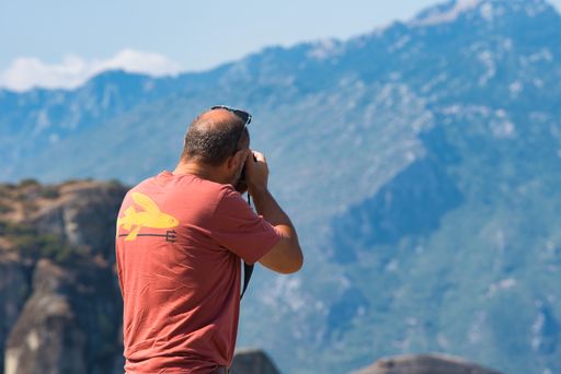 Tourists from all over the world ,visit the rocks of Meteora and photograph them. Meteora, Greece