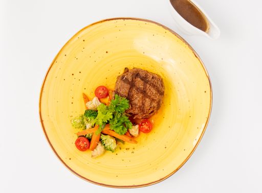 A closeup shot of the beef duo