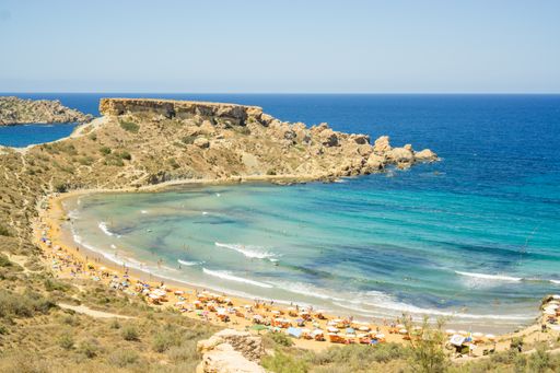 A mesmerizing view of Riviera Beach (Ghajn Tuffieha) on Malta.