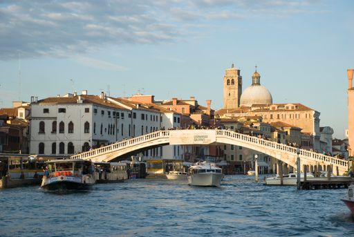 View to famous Ponte dell Accademia on Grand Canal in Venice, Italy