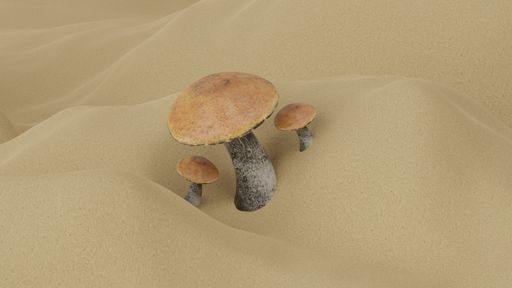 A closeup shot of mushrooms on a brown background