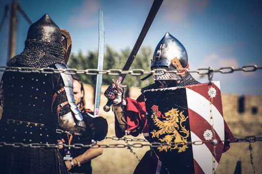 A Battle Of The Nations, using swords, ancient weapons, and shields in Serbia