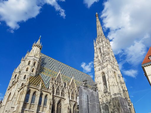 A low angle shot of the St. Stephen's Cathedral in Vienna Austria