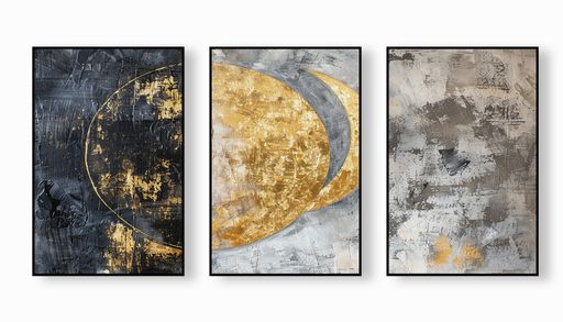 Fashion art background wall decoration painting combination golden elements geometric texture color art painting abstract watercolor painting triptych