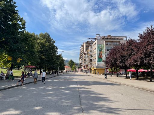 A shot of a street in downtown of Zenica on a sunny day captured by iPhone
