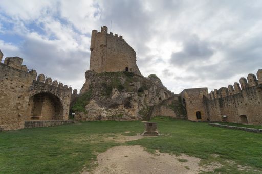 Keep of the castle of the medieval village of Frias surrounded by an immense stone wall.