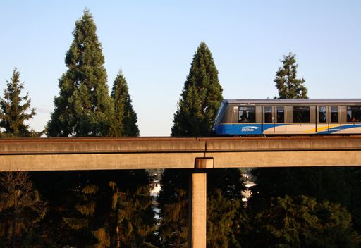 A high-speed train in New Westminster, British Columbia, Canada