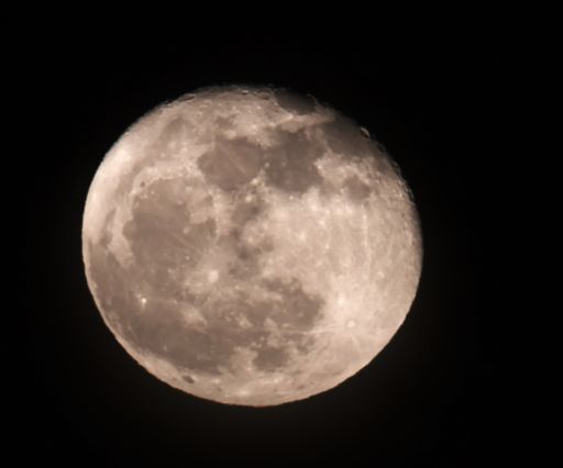 A detailed close-up of the moon's surface against a dark night sky, showcasing craters and texture.