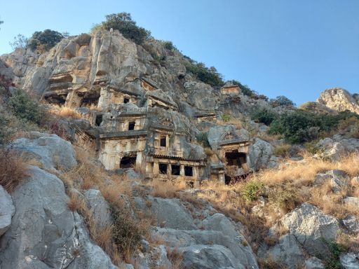 A close up shot of the view of The ancient city of Myra Demre in Antalya, Turkey