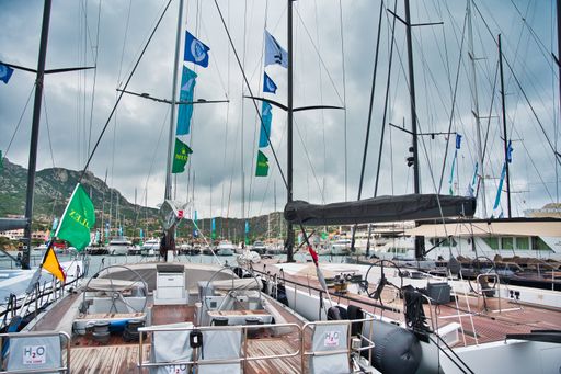 The sailboats during the Maxi Yacht Rolex Cup in Porto Cervo, Sardinia, Italy