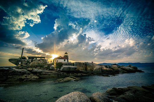 The famous Finisterre Cape Lighthouse, Costa da Morte, Galicia, Spain