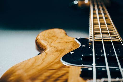 A closeup shot of an electric guitar