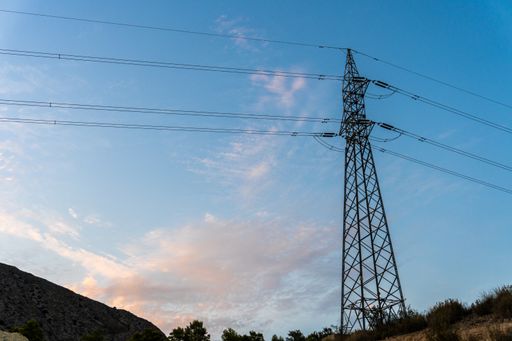 The sunset sky over the Transmission towers
