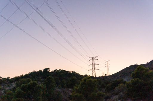 The sunset sky over the Transmission towers