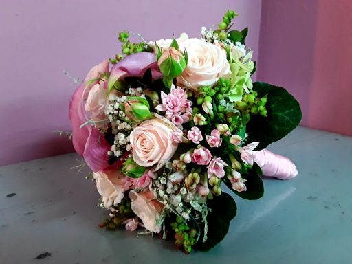 A closeup of beautiful bouquet of flowers put on a table