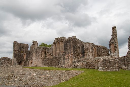 The ruins of the famous historic medievak Kildrummy Castle against a cloudy sky