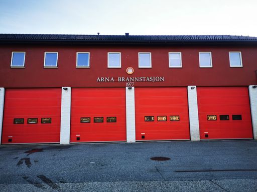 The classic brick building of Arna Fire Station in Bergen, Norway
