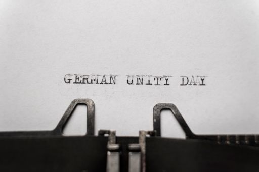 german unity day typed words on a typewriter vintage