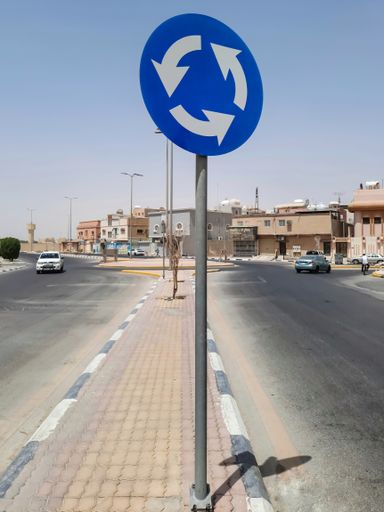 A Traffic sign board in Saudi Arabia