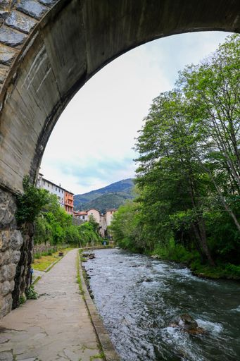 The charming village of Potes with cobbled streets and mountain views in Spain, Asturias