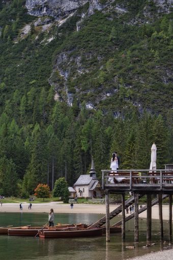 italian alps dolomites od lake di braies.
