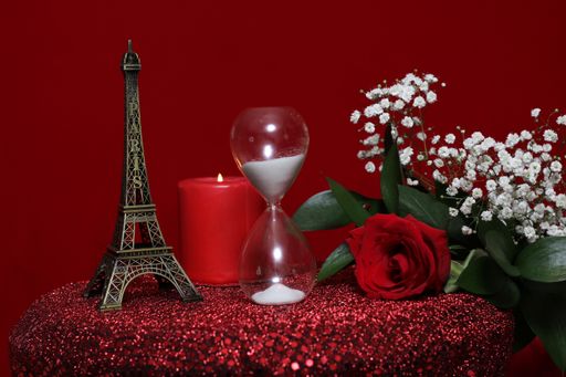 A beautifully decorated table prepared for Valentine's Day