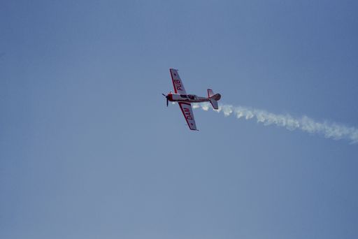 A closeup shot of a military transport aircraft flying in the sky at the 2021 Toronto Airshow, Canada