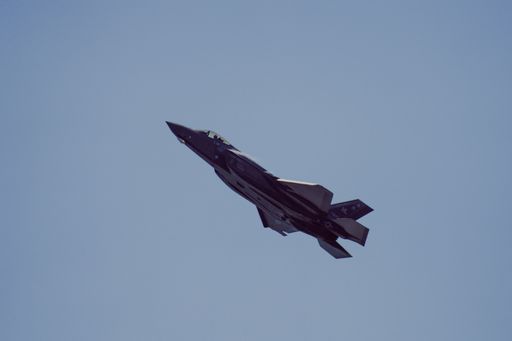 A closeup shot of a military transport aircraft up in the sky at the 2021 Toronto Airshow, Canada