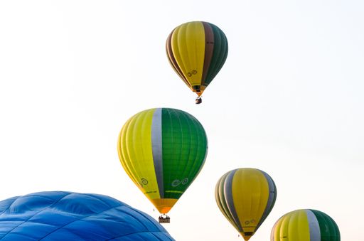 A view of colorful air ballooons flying in the air during the 25th European Balloon Festival  in Igualada, Barcelona