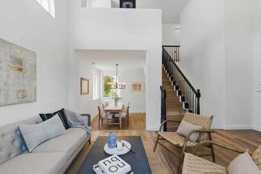 Stylish interior and exterior of a modern suburban California home with bright rooms, open layout, and mountain views.