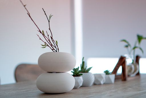 A close up shot of the decoration details of the interior design of a modern apartment