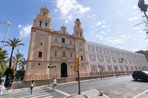 A vertical shot of the Santa Iglesia Catedral de la Merced (Catedral de Huelva) in Spain